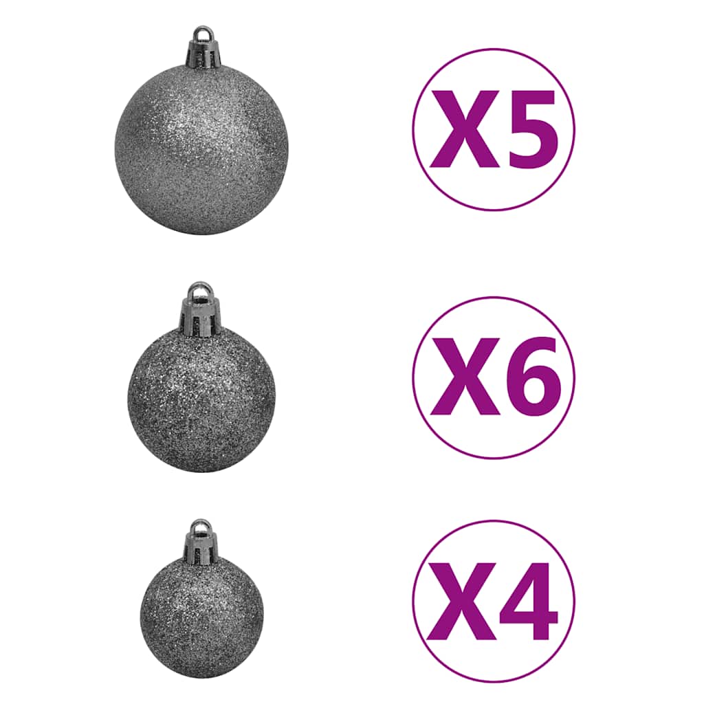 vidaXL Künstlicher Weihnachtsbaum mit LEDs Kugeln Zapfen 150 cm