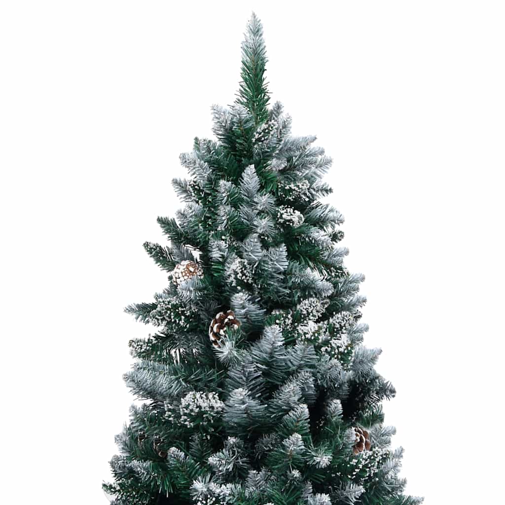 vidaXL Künstlicher Weihnachtsbaum mit LEDs Kugeln Zapfen 210 cm
