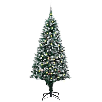 vidaXL Künstlicher Weihnachtsbaum mit LEDs Kugeln Zapfen 240 cm