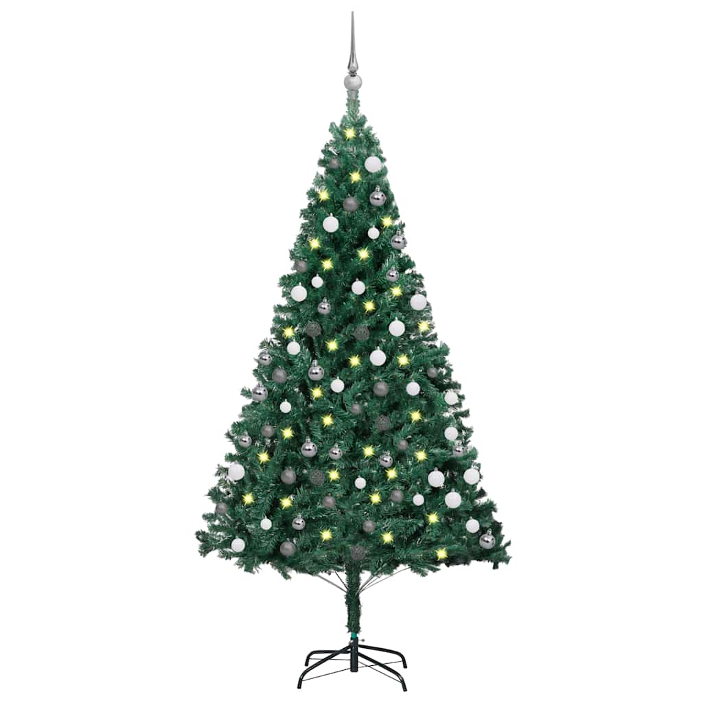 vidaXL Künstlicher Weihnachtsbaum mit Beleuchtung & Kugeln Grün 120 cm