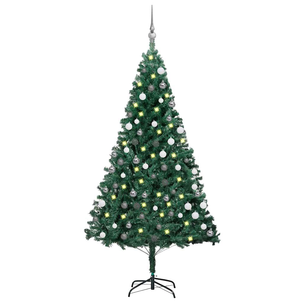 vidaXL Künstlicher Weihnachtsbaum mit Beleuchtung & Kugeln Grün 150 cm