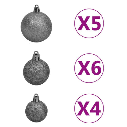 vidaXL Künstlicher Weihnachtsbaum mit Beleuchtung & Kugeln Grün 180 cm