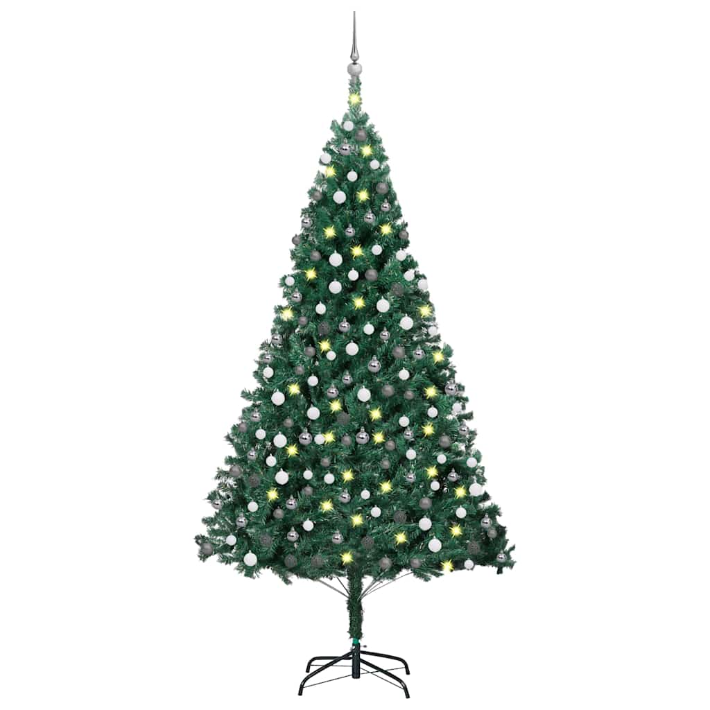 vidaXL Künstlicher Weihnachtsbaum mit Beleuchtung & Kugeln Grün 210 cm