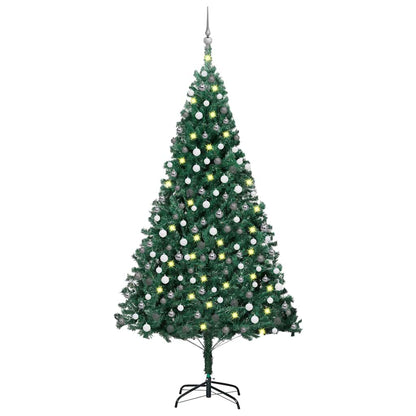 vidaXL Künstlicher Weihnachtsbaum mit Beleuchtung & Kugeln Grün 210 cm