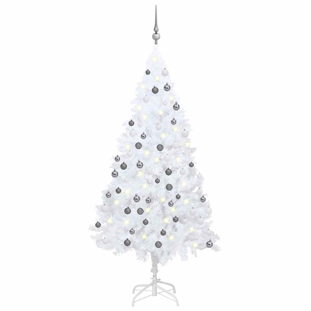 vidaXL Künstlicher Weihnachtsbaum mit Beleuchtung & Kugeln Weiß 120 cm