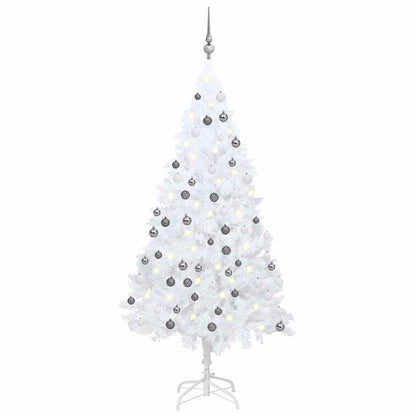 vidaXL Künstlicher Weihnachtsbaum mit Beleuchtung & Kugeln Weiß 120 cm