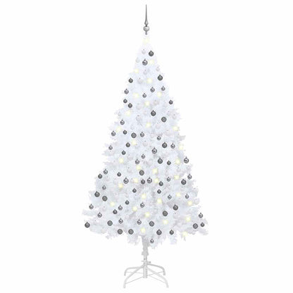 vidaXL Künstlicher Weihnachtsbaum mit Beleuchtung & Kugeln Weiß 240 cm
