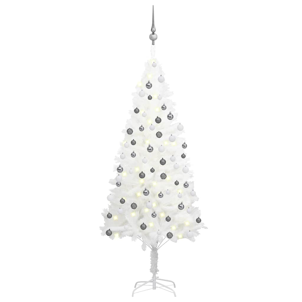 vidaXL Künstlicher Weihnachtsbaum mit Beleuchtung & Kugeln Weiß 150 cm