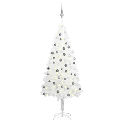 vidaXL Künstlicher Weihnachtsbaum mit Beleuchtung & Kugeln Weiß 150 cm