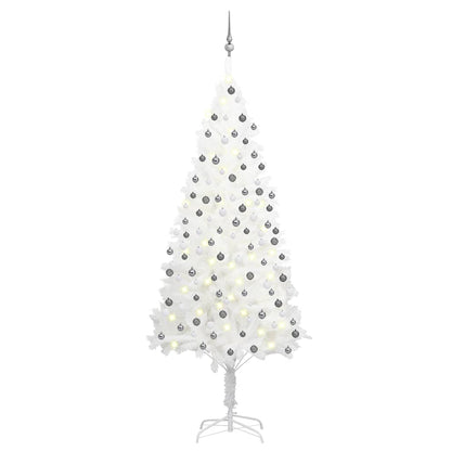 vidaXL Künstlicher Weihnachtsbaum mit Beleuchtung & Kugeln Weiß 210 cm