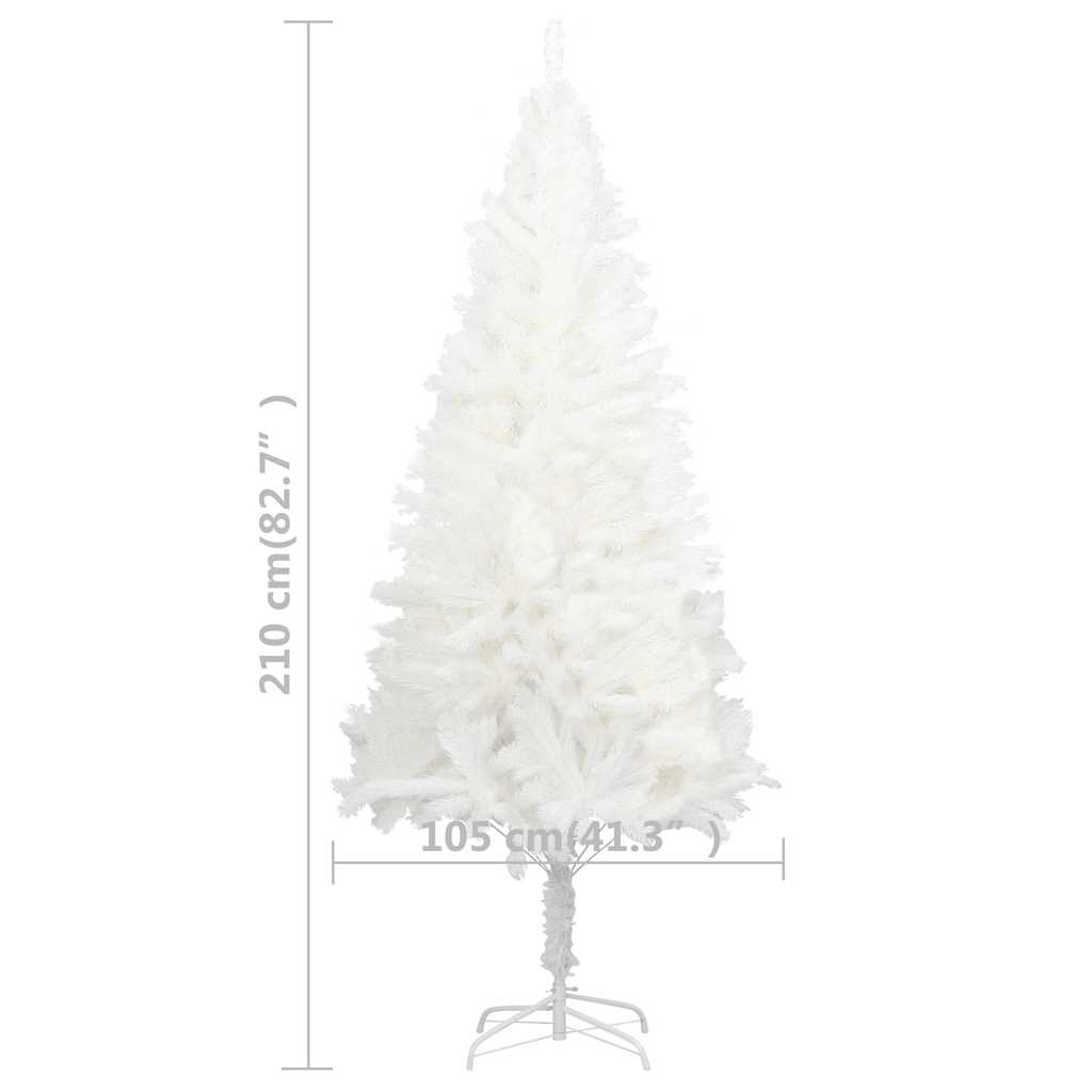 vidaXL Künstlicher Weihnachtsbaum mit Beleuchtung & Kugeln Weiß 210 cm
