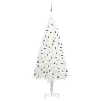 vidaXL Künstlicher Weihnachtsbaum mit Beleuchtung & Kugeln Weiß 240 cm