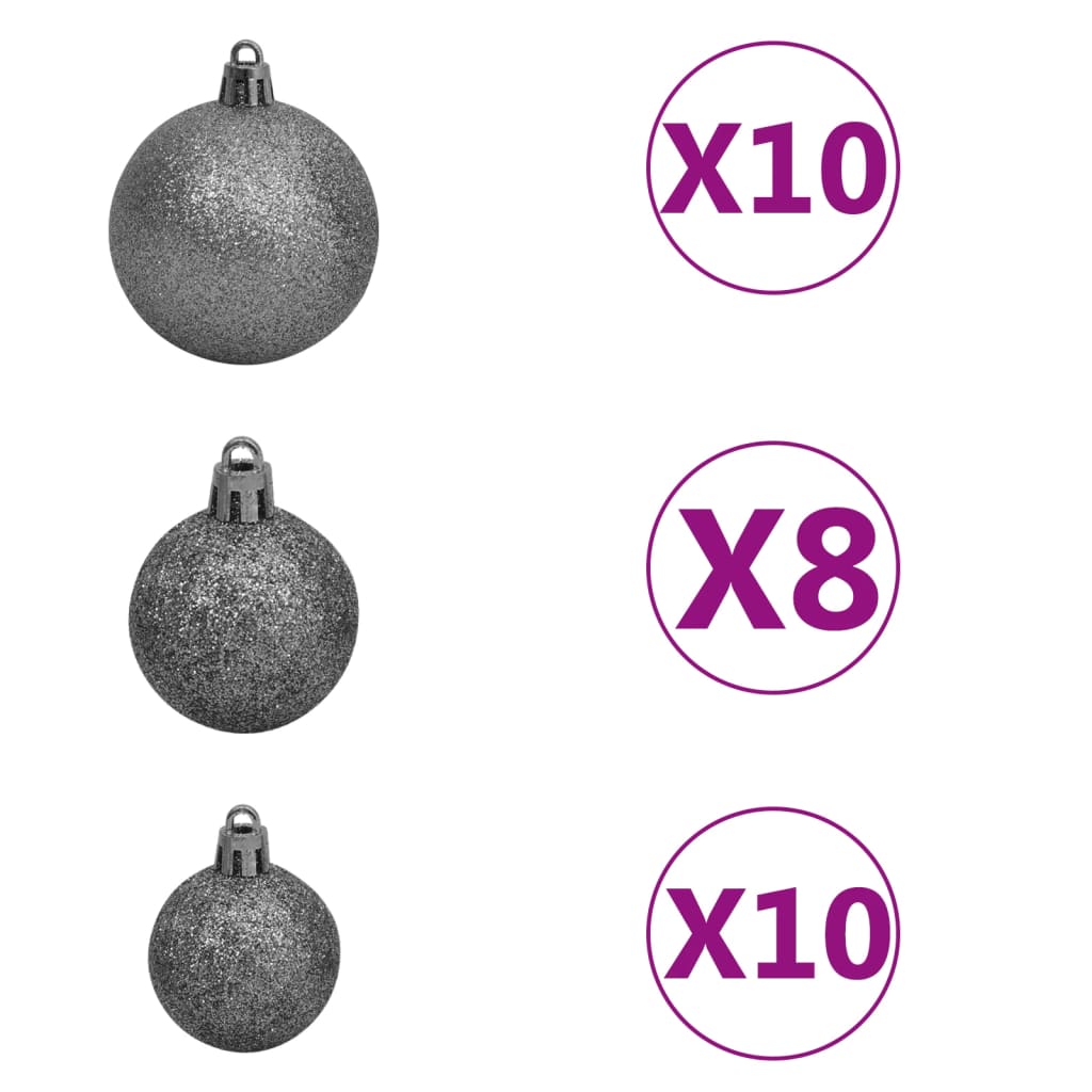 vidaXL Künstlicher Weihnachtsbaum mit Beleuchtung & Kugeln Weiß 240 cm