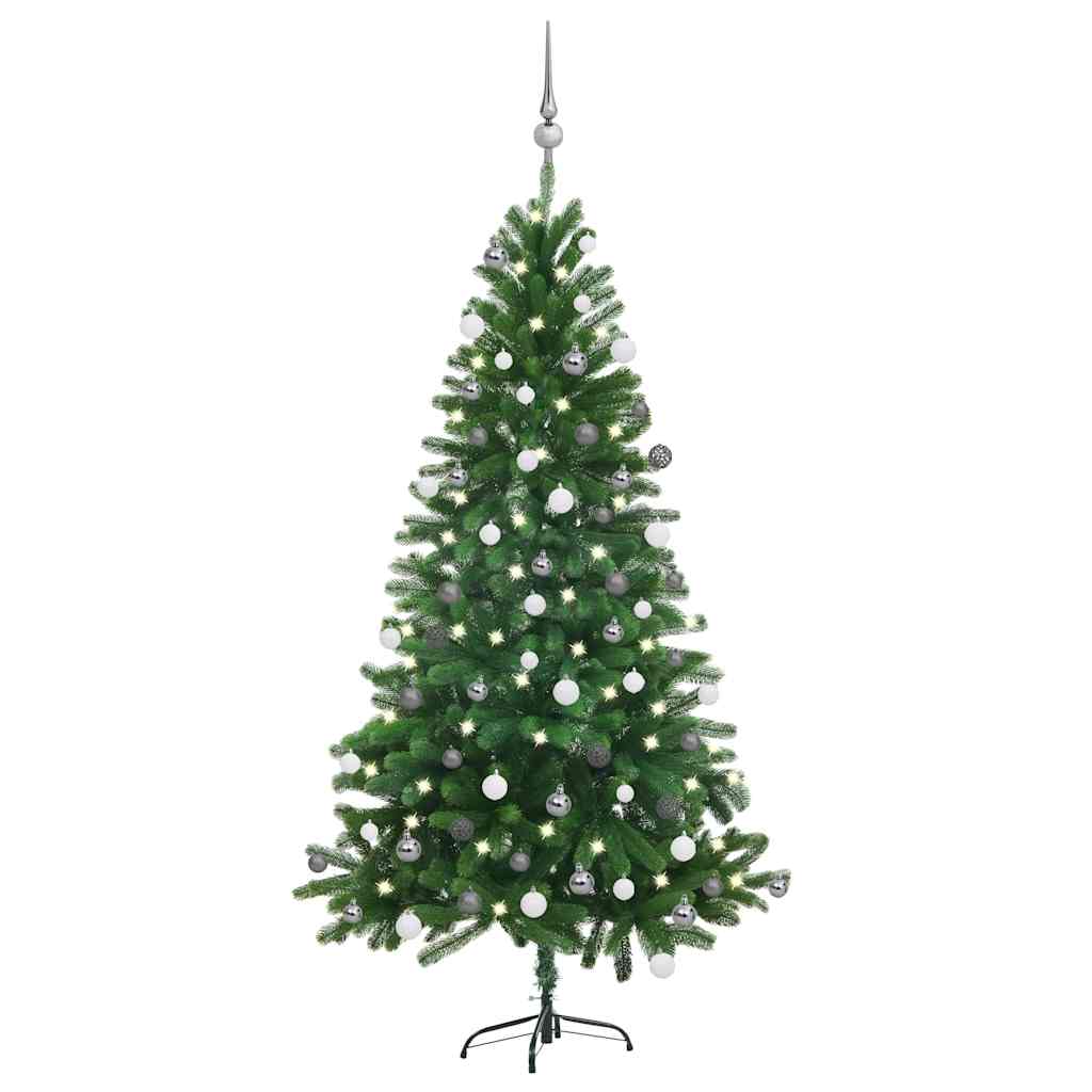 vidaXL Künstlicher Weihnachtsbaum mit Beleuchtung & Kugeln 150 cm Grün