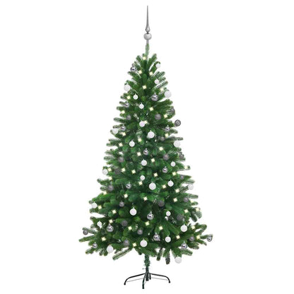 vidaXL Künstlicher Weihnachtsbaum mit Beleuchtung & Kugeln 150 cm Grün