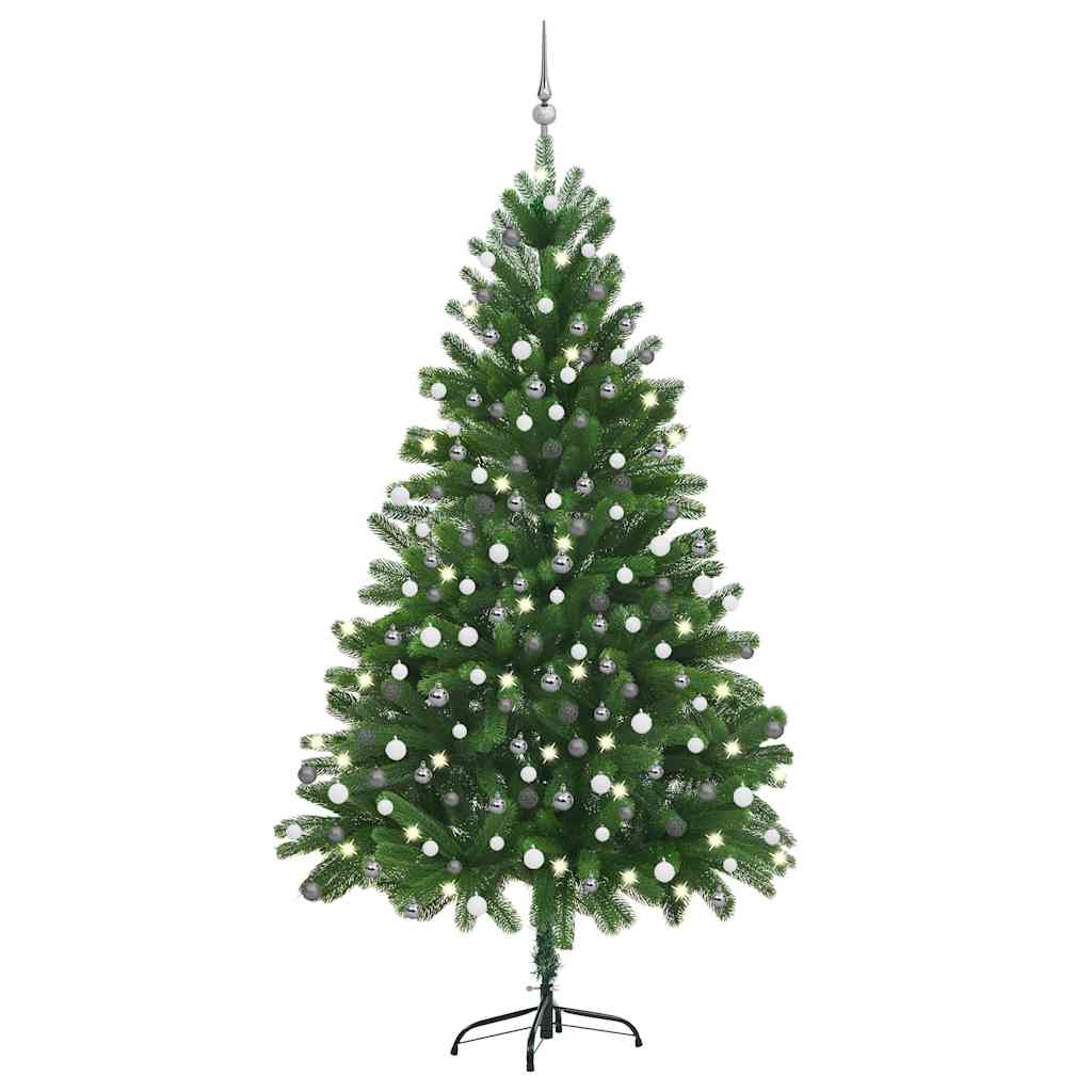 vidaXL Künstlicher Weihnachtsbaum Beleuchtung & Kugeln 210 cm Grün