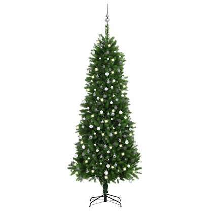 vidaXL Künstlicher Weihnachtsbaum mit Beleuchtung Kugeln 240 cm Grün
