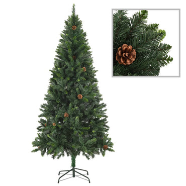 vidaXL Künstlicher Weihnachtsbaum mit Beleuchtung & Zapfen Grün 180 cm
