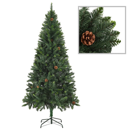 vidaXL Künstlicher Weihnachtsbaum mit Beleuchtung & Zapfen Grün 180 cm
