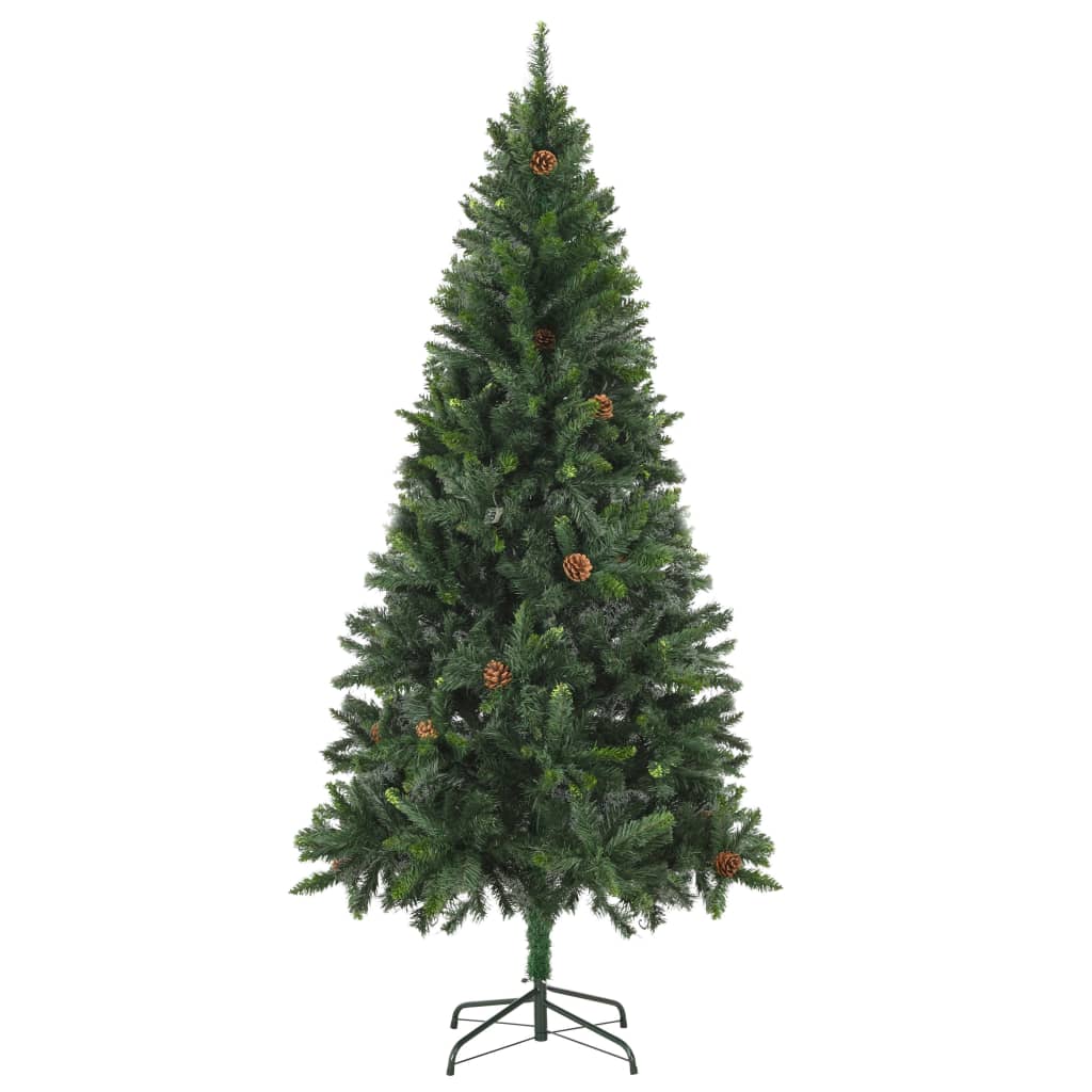 vidaXL Künstlicher Weihnachtsbaum mit Beleuchtung & Zapfen Grün 180 cm