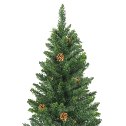 vidaXL Künstlicher Weihnachtsbaum mit Beleuchtung & Zapfen Grün 180 cm