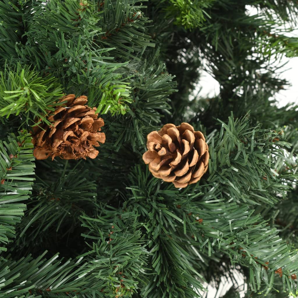 vidaXL Künstlicher Weihnachtsbaum mit Beleuchtung & Zapfen Grün 180 cm