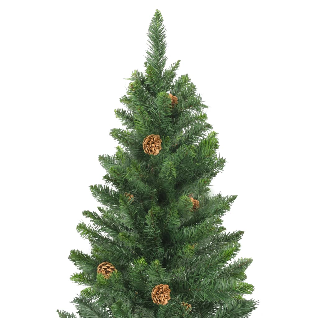 vidaXL Künstlicher Weihnachtsbaum mit Beleuchtung & Zapfen Grün 210 cm