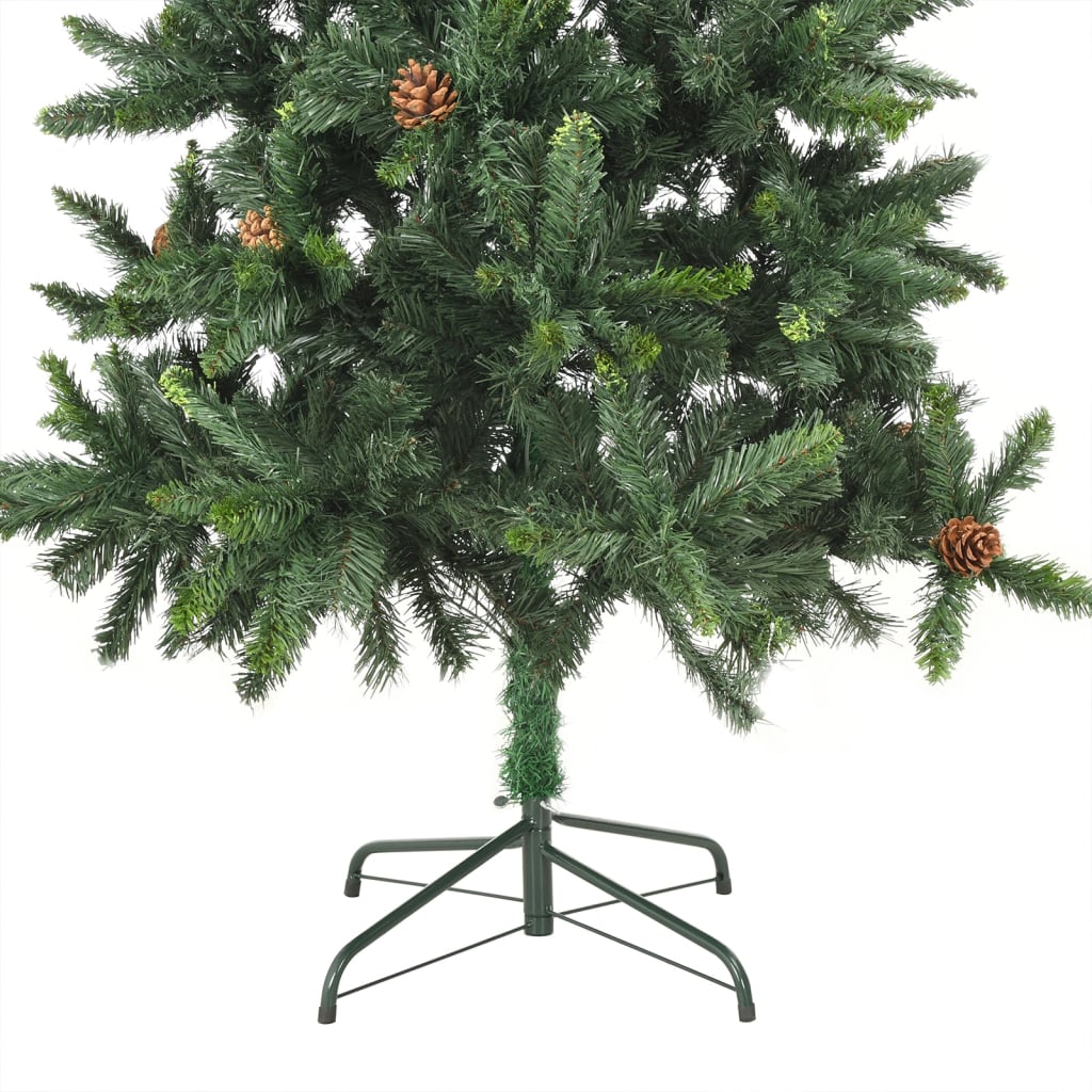 vidaXL Künstlicher Weihnachtsbaum mit Beleuchtung & Zapfen Grün 210 cm
