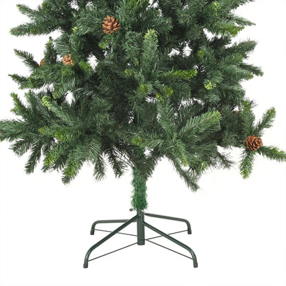 vidaXL Künstlicher Weihnachtsbaum mit Beleuchtung & Zapfen Grün 210 cm