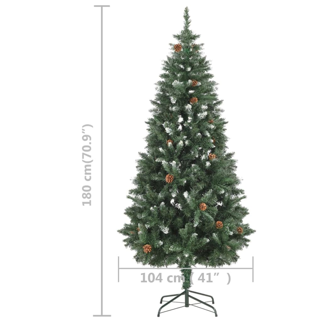 vidaXL Weihnachtsbaum Gefrostet mit Beleuchtung & Zapfen 180 cm