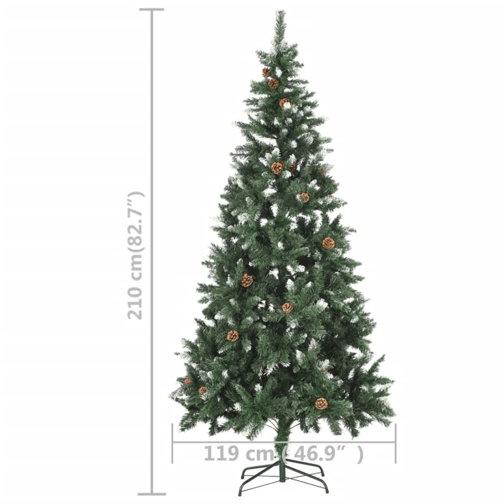 vidaXL Weihnachtsbaum Gefrostet mit Beleuchtung & Zapfen 210 cm