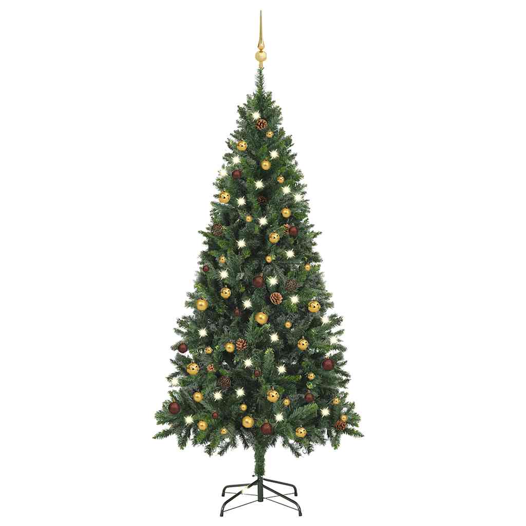 vidaXL Künstlicher Weihnachtsbaum mit Beleuchtung & Kugeln Grün 180 cm
