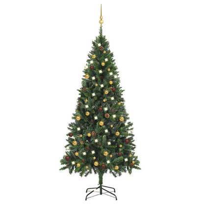 vidaXL Künstlicher Weihnachtsbaum mit Beleuchtung & Kugeln Grün 180 cm