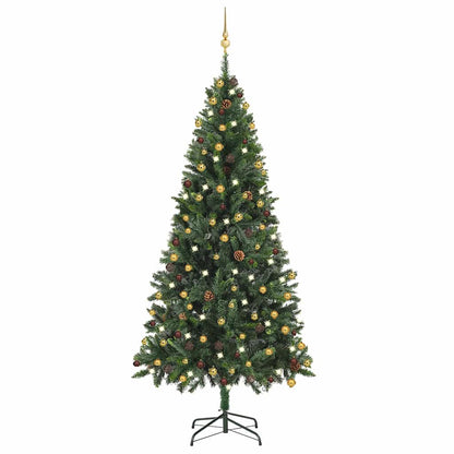 vidaXL Künstlicher Weihnachtsbaum mit Beleuchtung & Kugeln Grün 210 cm