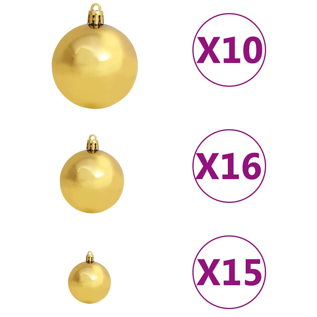 vidaXL Künstlicher Weihnachtsbaum mit Beleuchtung & Kugeln Grün 210 cm
