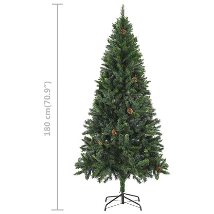 vidaXL Sapin de Noël artificiel avec lumières, boules et pommes de pin 180 cm