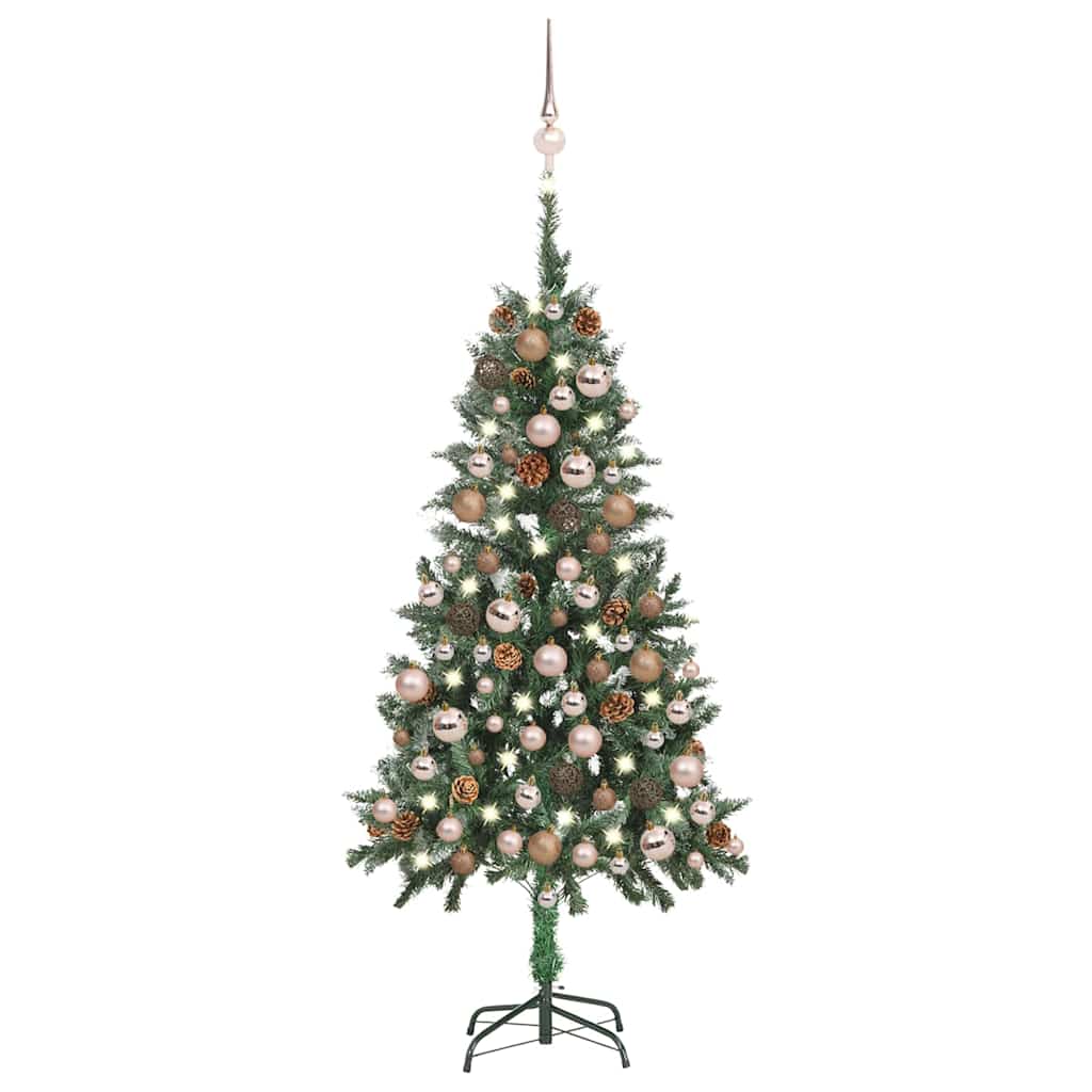 vidaXL Sapin de Noël artificiel avec lumières, boules et pommes de pin 150 cm