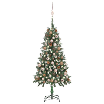 vidaXL Sapin de Noël artificiel avec lumières, boules et pommes de pin 150 cm