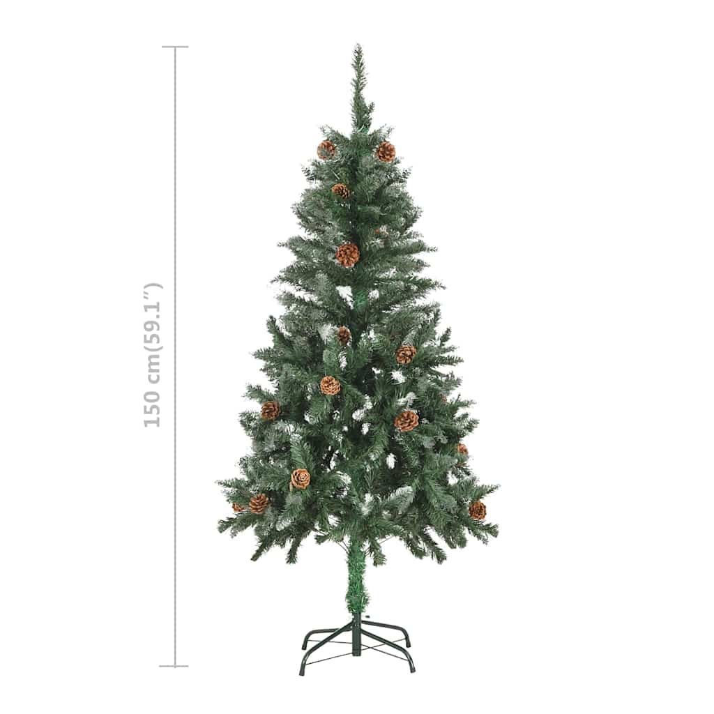 vidaXL Sapin de Noël artificiel avec lumières, boules et pommes de pin 150 cm
