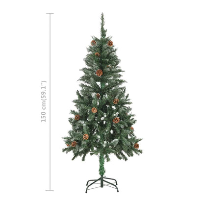 vidaXL Sapin de Noël artificiel avec lumières, boules et pommes de pin 150 cm