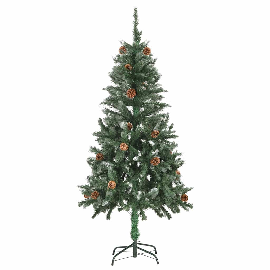 vidaXL Sapin de Noël artificiel avec lumières, boules et pommes de pin 150 cm