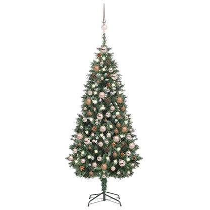 vidaXL Künstlicher Weihnachtsbaum mit Beleuchtung Kugeln Zapfen 180 cm