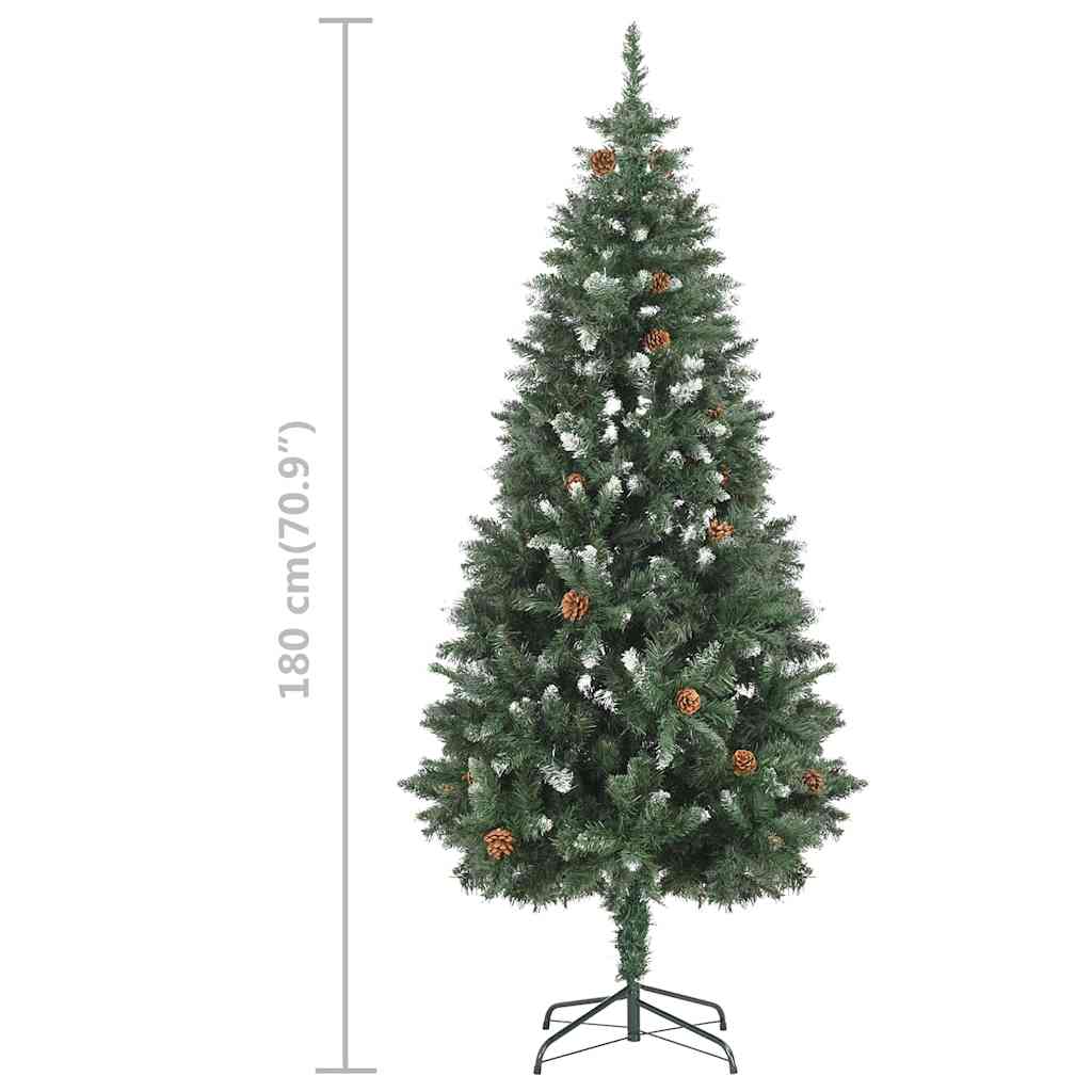 vidaXL Künstlicher Weihnachtsbaum mit Beleuchtung Kugeln Zapfen 180 cm