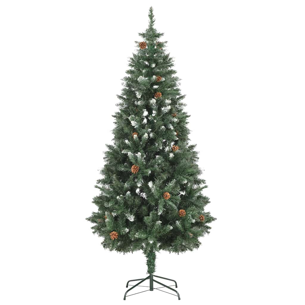 vidaXL Künstlicher Weihnachtsbaum mit Beleuchtung Kugeln Zapfen 180 cm