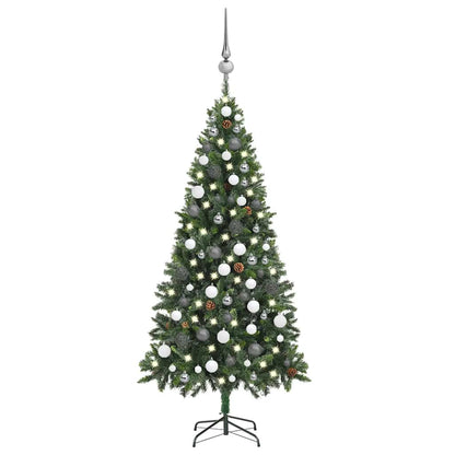 vidaXL Künstlicher Weihnachtsbaum mit Beleuchtung Kugeln Zapfen 180 cm