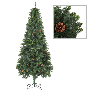 vidaXL Künstlicher Weihnachtsbaum mit Beleuchtung Kugeln Zapfen 210 cm
