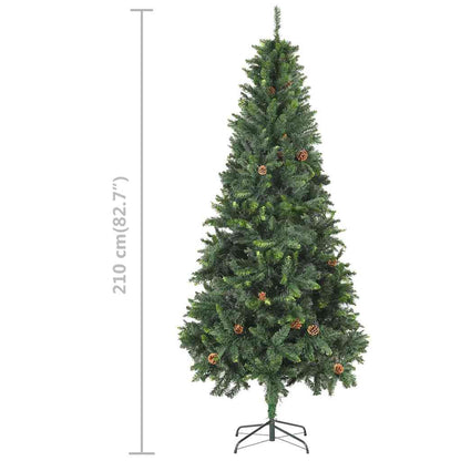 vidaXL Künstlicher Weihnachtsbaum mit Beleuchtung Kugeln Zapfen 210 cm
