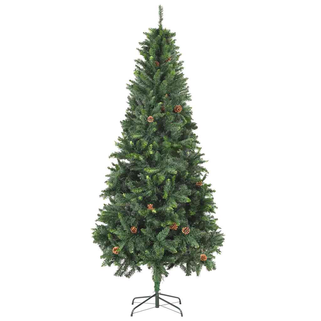 vidaXL Künstlicher Weihnachtsbaum mit Beleuchtung Kugeln Zapfen 210 cm