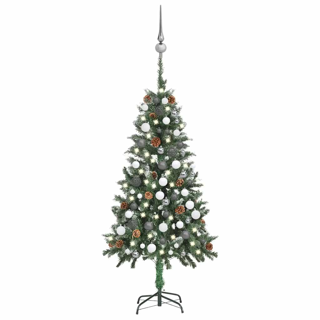 vidaXL Künstlicher Weihnachtsbaum mit Beleuchtung Kugeln Zapfen 150 cm