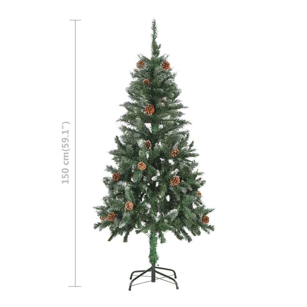 vidaXL Künstlicher Weihnachtsbaum mit Beleuchtung Kugeln Zapfen 150 cm